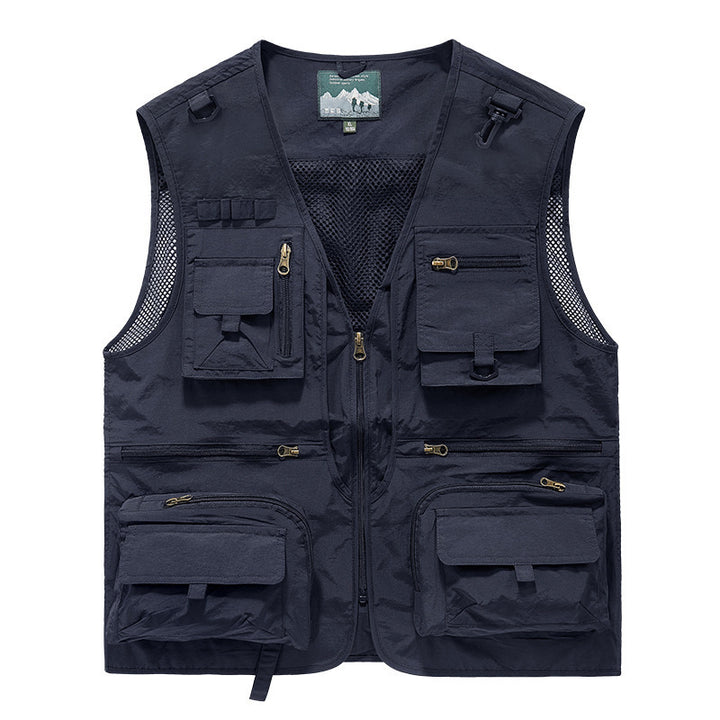 Unisex Multitaschen-Utility-Weste mit Mesh-Einsätzen und Frontreißverschluss Drune