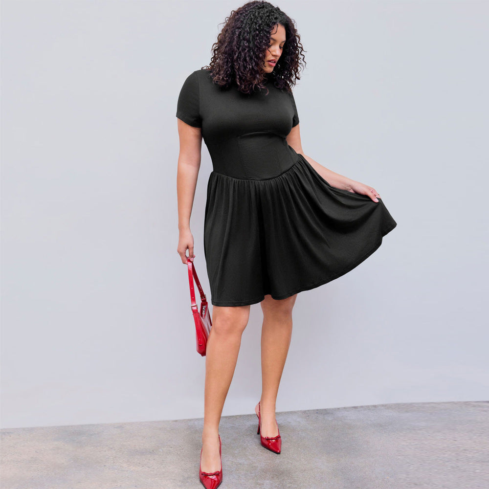 Damen elegantes A-Linien Kleid mit schwingendem Rock und modischem Schnitt Drune