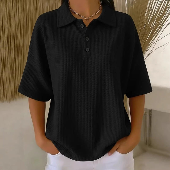 Damen sportliches Poloshirt aus Waffelpiqué Drune