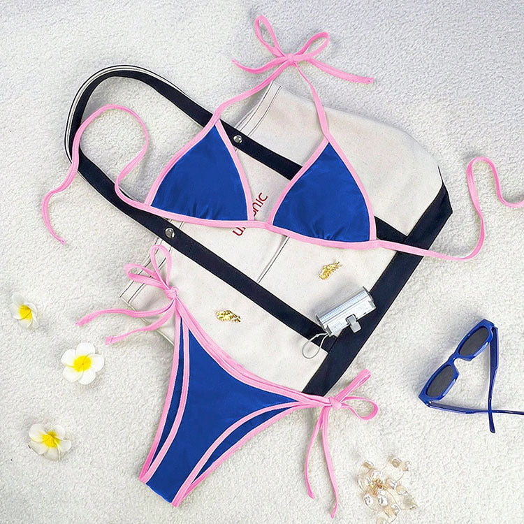 Damen Triangel-Bikini mit hohen Trägern und verstellbaren Seitenbändern Drune