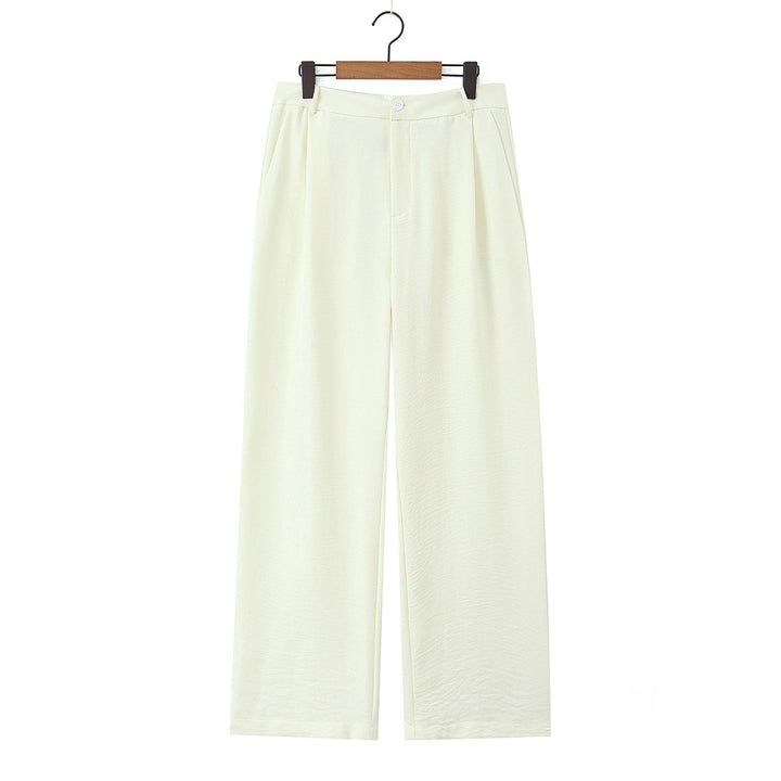 Damen Hochtaillierte leichte Palazzo-Hose mit weitem Bein und vorderer Bundfalte Drune