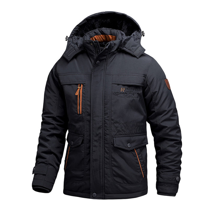 Herren Thermo-Outdoorparka mit abnehmbarer Kapuze und multifunktionalen Taschen Drune