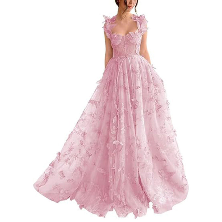 Damen Elegantes Maxikleid mit floralem Spitzenbesatz und transparenter Hülle Drune