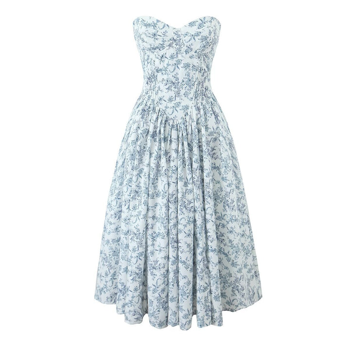 Damen Ballkleid mit herzförmigem Ausschnitt und floralem Print Drune