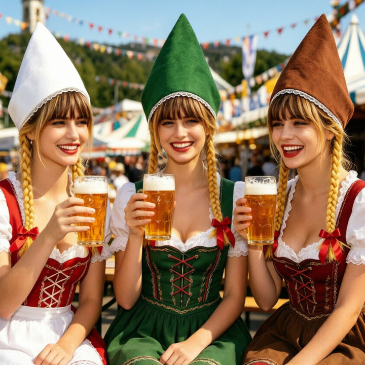 Damen nan traditionelle Trachtenhaube mit steifer Kegelform und feinem Spitzenrand Drune