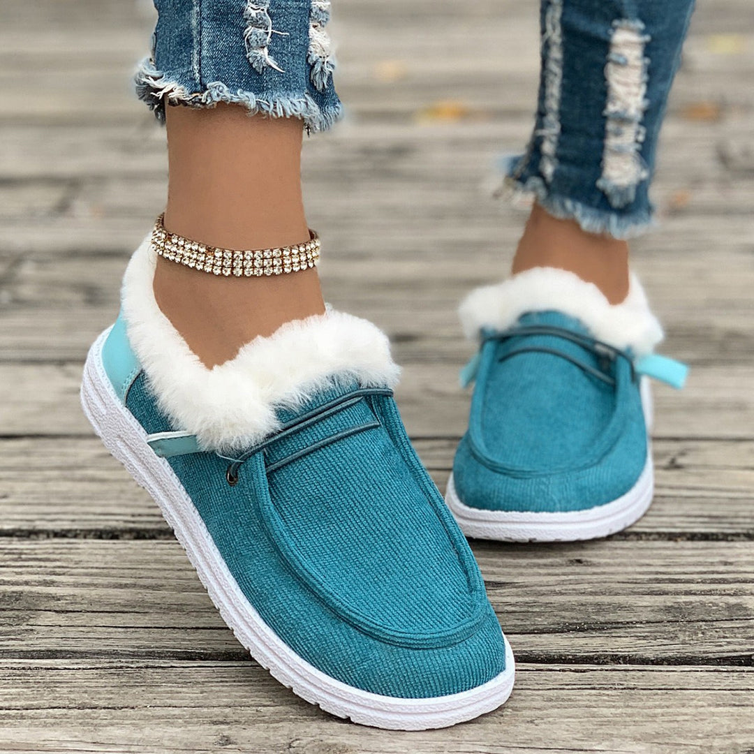 Damen Flauschige Slip-On Hausschuhe mit weichem Innenfutter Drune