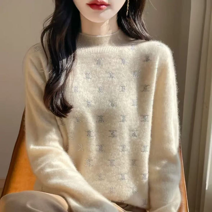 Damen Luxe Strickpullover mit feinem Glitzerdesign und Rundhalsausschnitt Drune