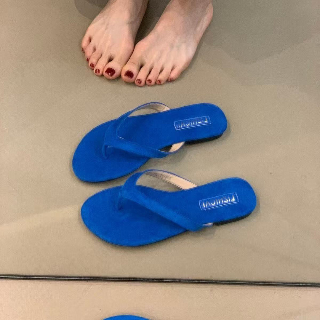 Damen Zehentrenner aus weichem Veloursleder mit ergonomischem Fußbett Drune