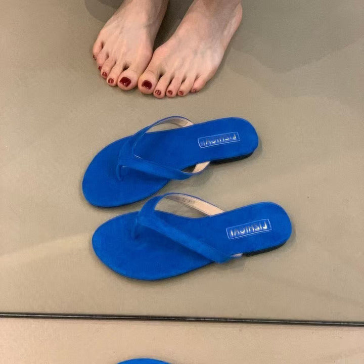 Damen Zehentrenner aus weichem Veloursleder mit ergonomischem Fußbett Drune