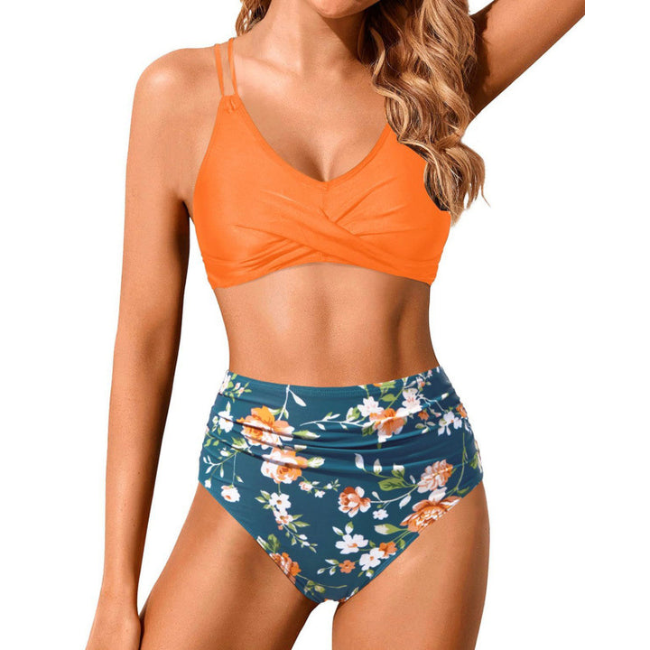 Damen Hochtailliertes Bikini-Set mit gerafftem Oberteil Drune