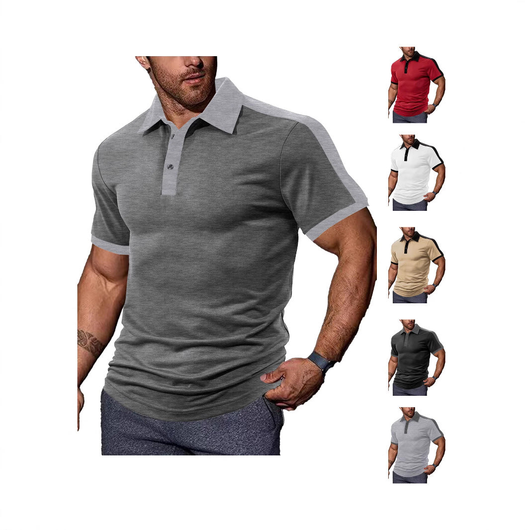 Herren nan figurnahes Kontrast-Poloshirt mit Schulterpasse und Hemdkragen Drune