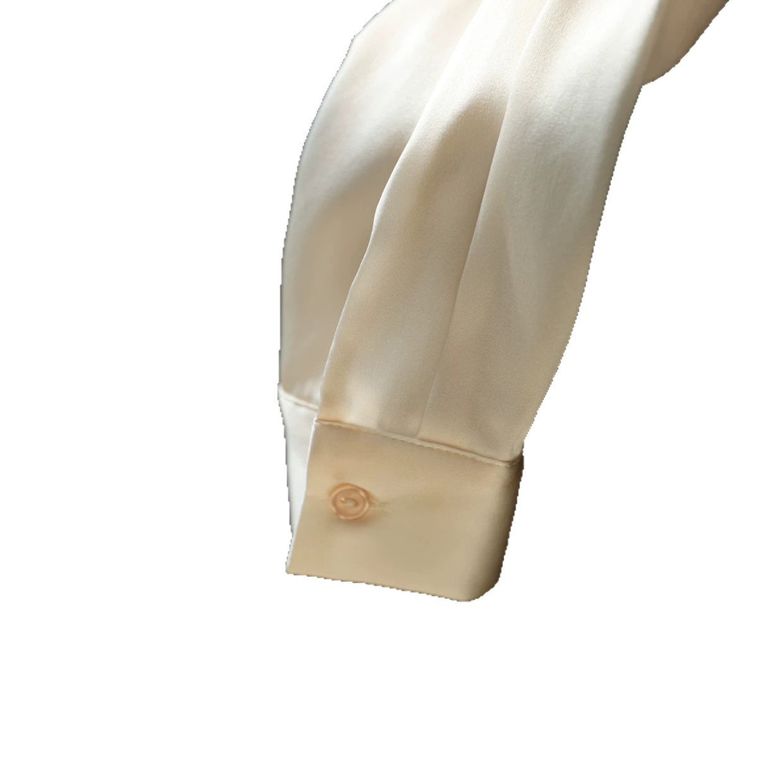 Damen Elegante satinierte Bluse mit knöpfbarem Ausschnitt Drune