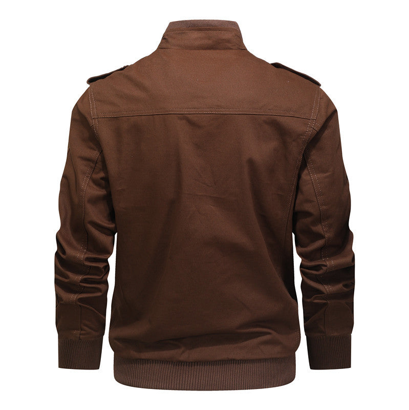 Herren robuste Canvas-Fieldjacke mit Stehkragen, Mehrfachtaschen und Rippbündchen Drune