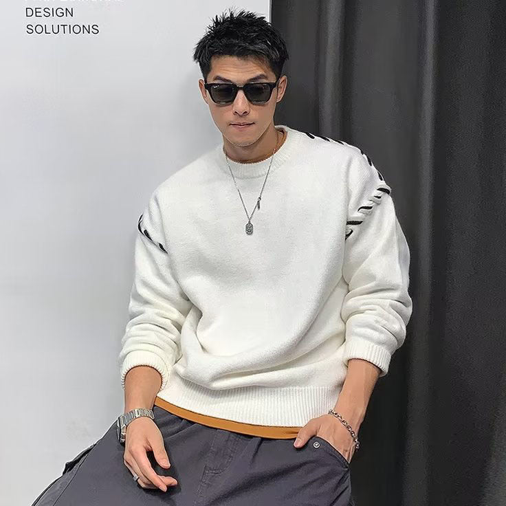 Herren Grobstrickpullover mit einzigartiger Applikation Drune