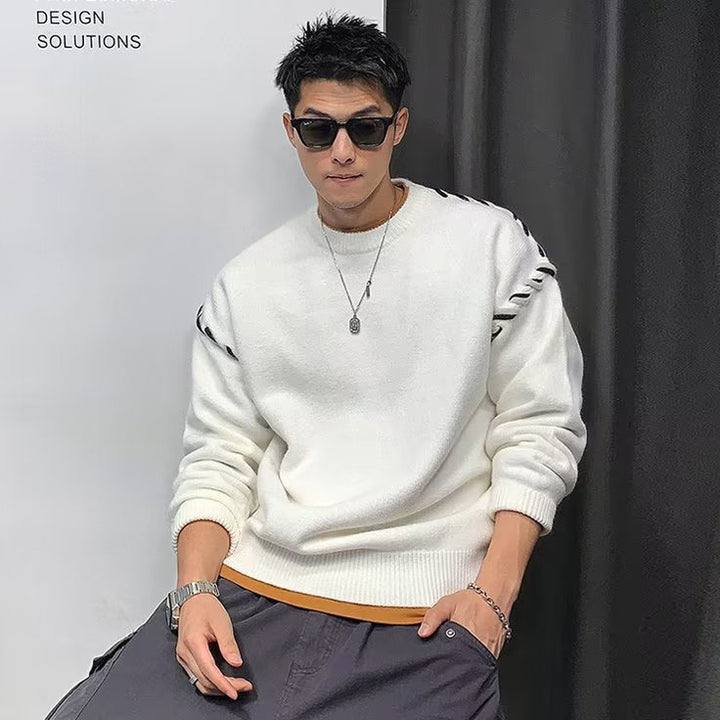 Herren Grobstrickpullover mit einzigartiger Applikation Drune