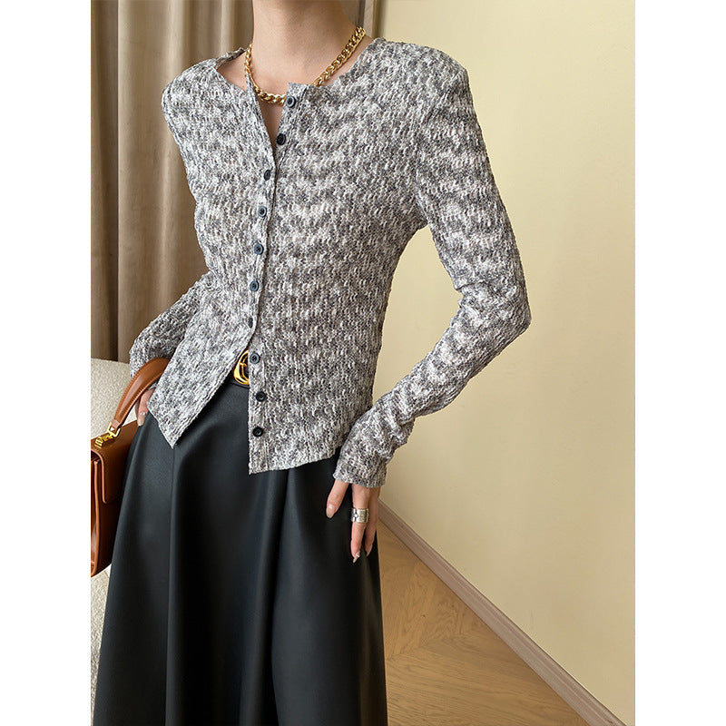 Damen feine Strickjacke mit eleganten Knopfdetails Drune