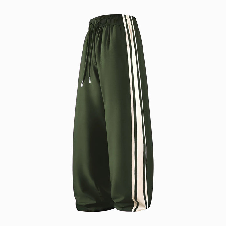 Damen Weite Trackpants mit Tunnelzugbund und seitlichen Kontraststreifen Drune