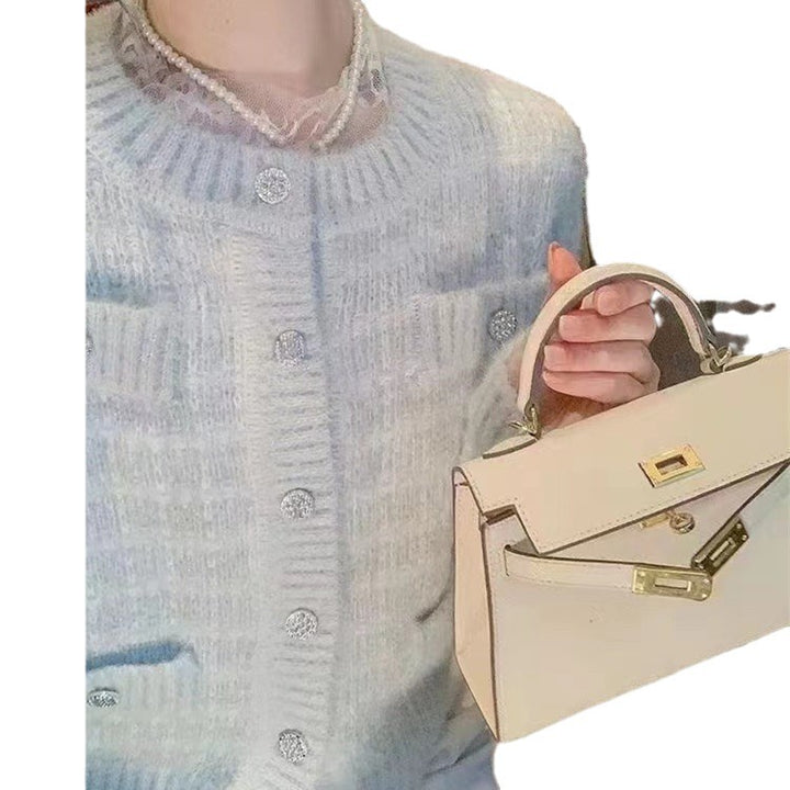 Damen weich strukturierte Strickjacke mit Knopfdetail und Taschen Drune