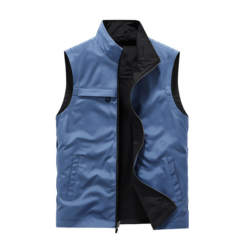 Herren Ärmellose Softshell‑Weste mit Zweiwege‑Reißverschluss und Multifunktions‑Taschen Drune