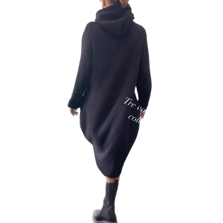 Damen Kapuzenkleid im lässigen Oversize-Stil mit glitzernden Akzenten Drune