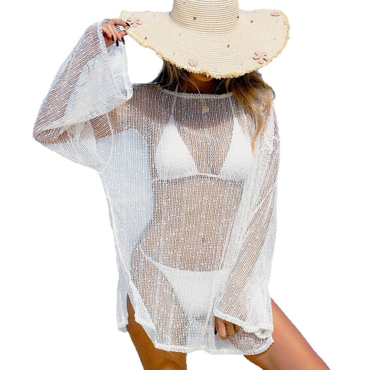 Damen Transparente Strandtunika mit elegantem Schnitt und feinem Netzmuster Drune