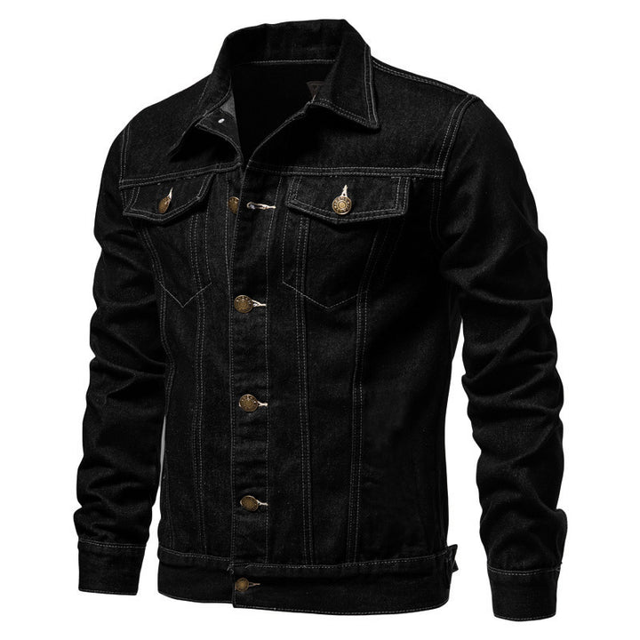Herren Jeansjacke im Slim-Fit mit vertikaler Nahtstruktur und Brusttaschen Drune