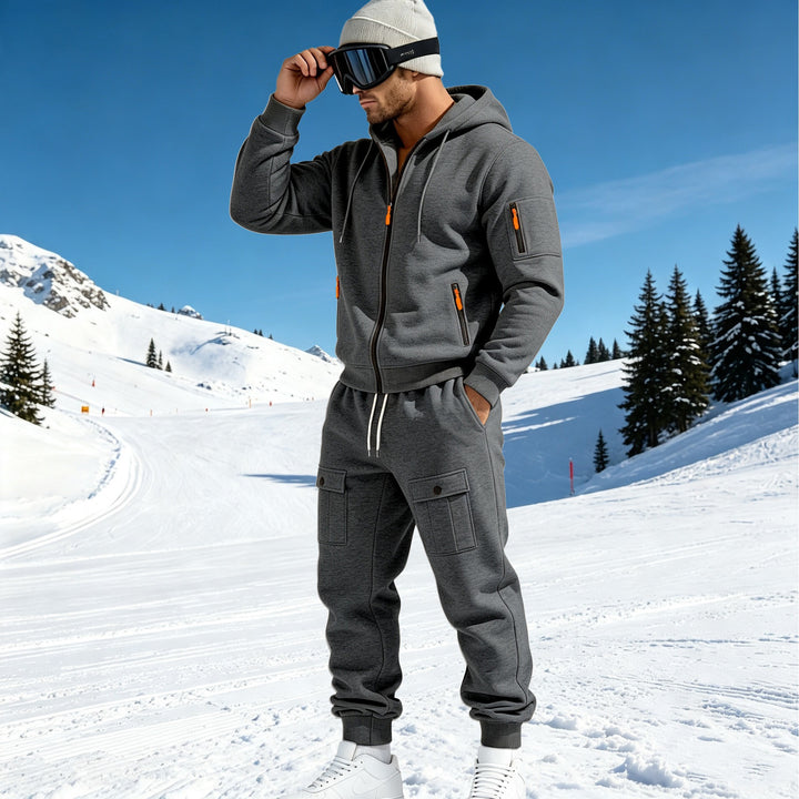 Herren Komfort-Fleece Hoodie mit Reißverschluss, Kapuze und Utility-Ärmeltasche Drune