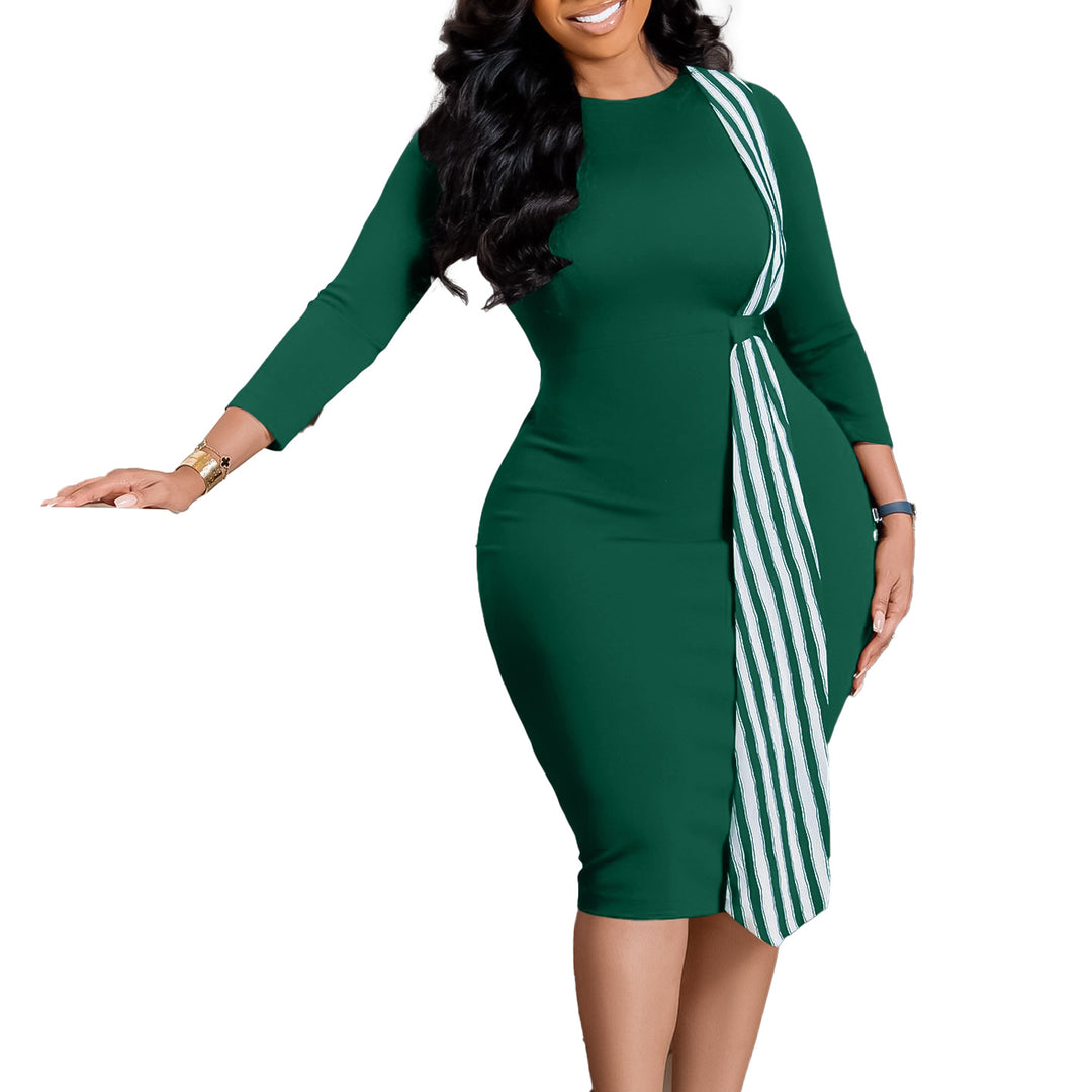 Damen elegantes Kleid mit asymmetrischem Bindedetail und schmalem Schnitt Drune