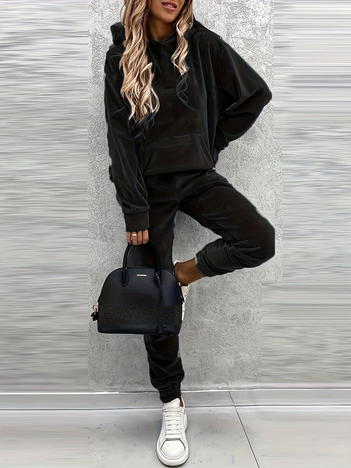 Damen Sportlicher Lounge-Set mit Kapuzenpullover und Hosen Drune