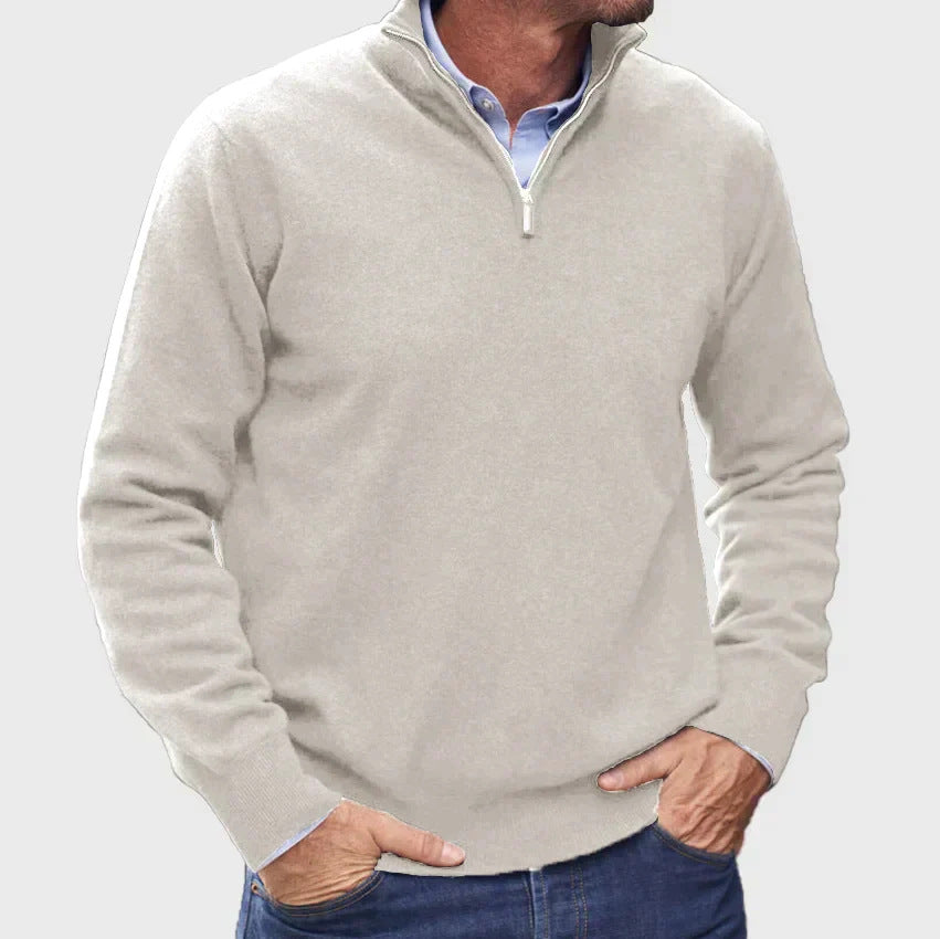 Herren Hochwertiger Strickpullover mit Stehkragen