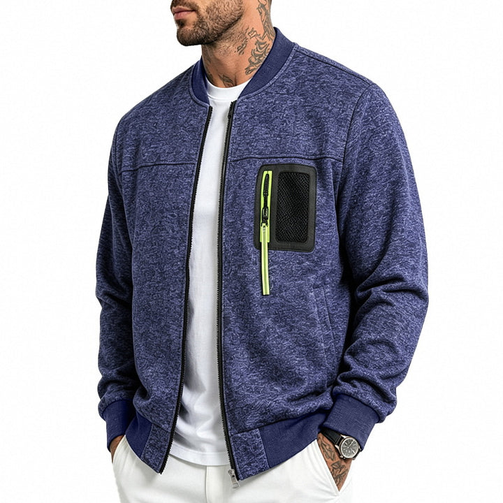 Herren Strick-Bomberjacke mit funktionaler Brusttasche und Reißverschluss Drune