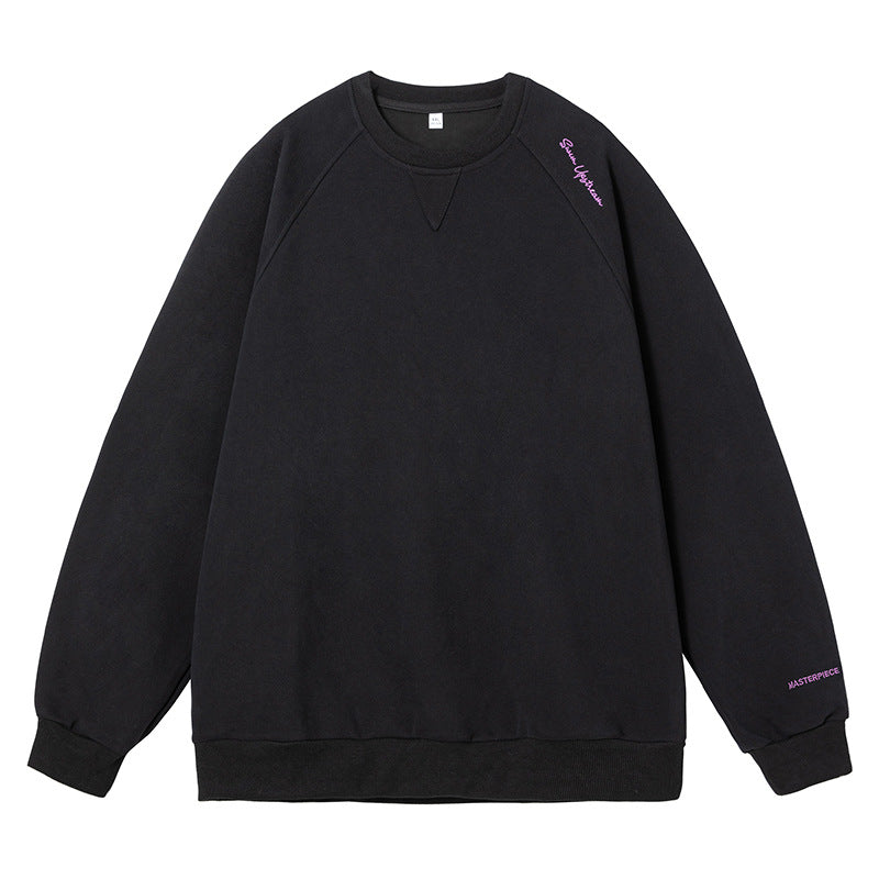Unisex Boxy-Sweatshirt aus Mélange-French-Terry mit Raglanärmeln und dezenter Script-Stickerei Drune