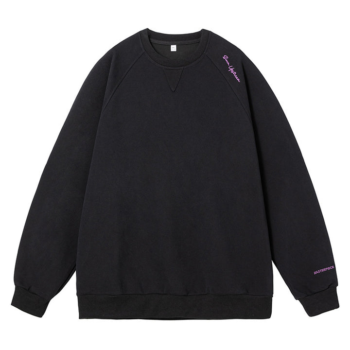 Unisex Oversize Baumwoll-Fleece-Sweatshirt mit Raglanärmeln und dezenter Schulter- sowie Ärmelstickerei Drune