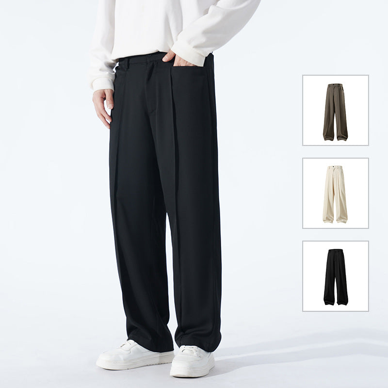 Herren Weite Crêpe‑Hose mit Bundfalte und gerader Bügelfalte Drune