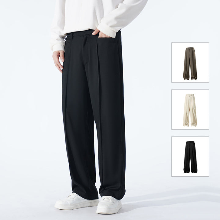 Herren Weite Crêpe‑Hose mit Bundfalte und gerader Bügelfalte Drune