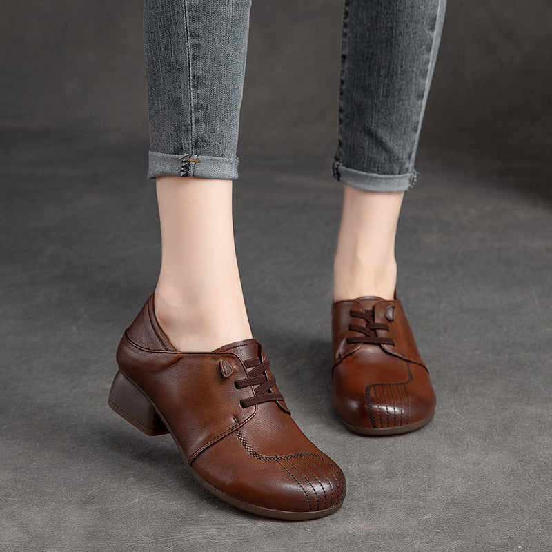 Damen elegante Schnürschuhe mit komfortabel geformtem Blockabsatz und atmungsaktiver Innenstruktur Drune