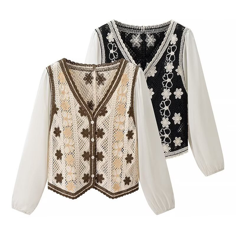 Damen Spitzenbluse mit eleganten floralem Design Drune