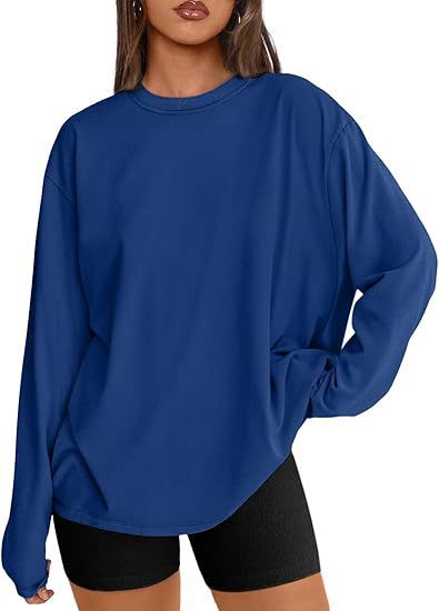 Damen Oversize-Sweatshirt mit Rundhalsausschnitt und verlängertem Saum Drune
