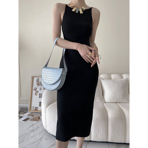 Damen lässiges Maxikleid mit figurbetontem Schnitt und feiner Rippstruktur Drune