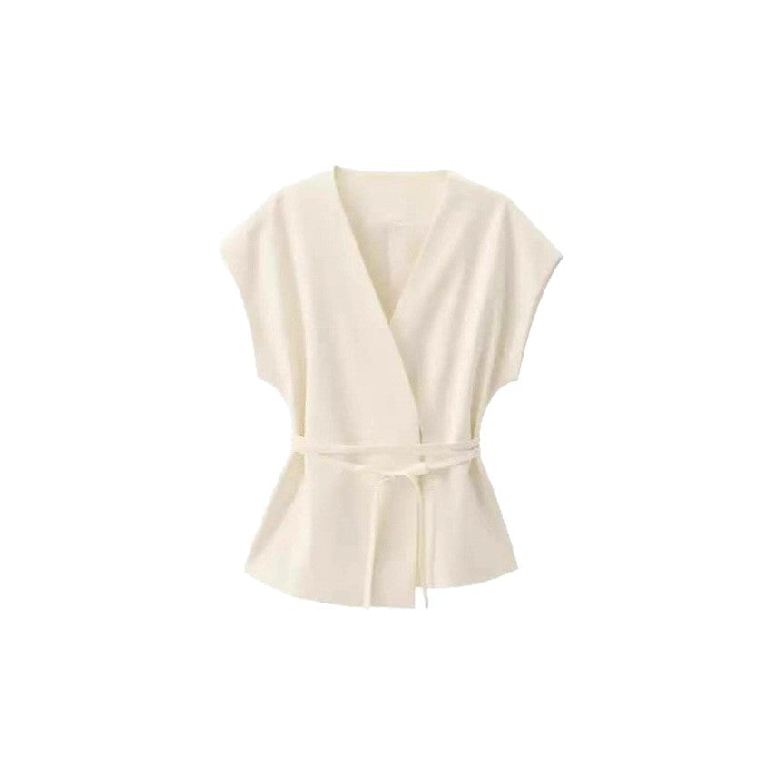 Damen elegantes Wickeloberteil und weite Palazzo-Hose Set Drune