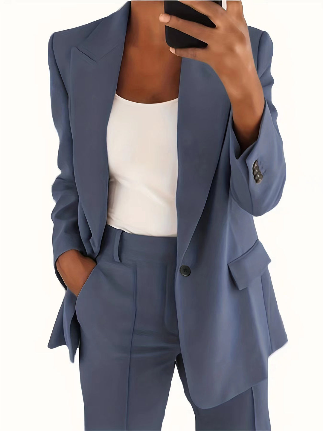 Damen nan taillierter Blazer-Hosen Businessanzug aus Stretchstoff Drune