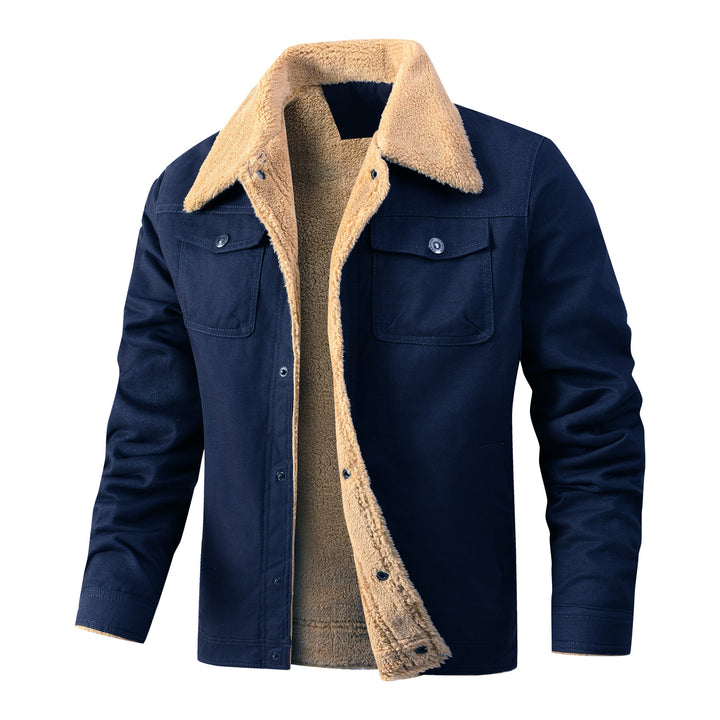 Herren Sherpa-gefütterte Canvas-Jacke mit Hemdkragen Drune