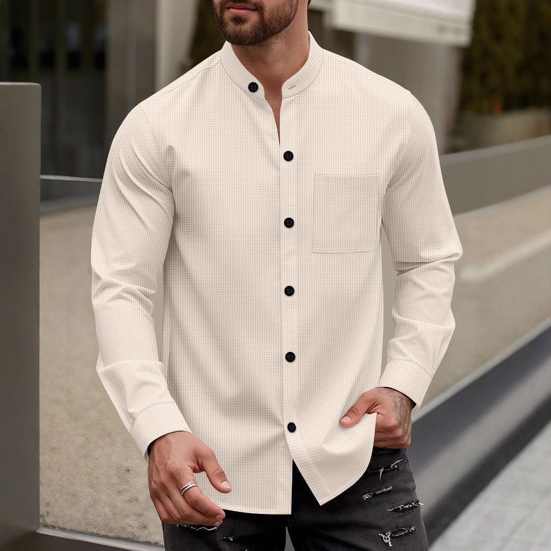Herren Elegantes Hemd mit Stehkragen Drune