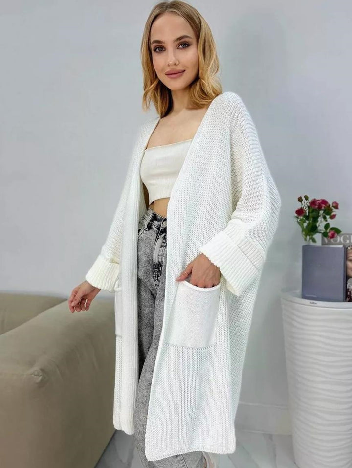 Damen Grobstrick-Cardigan mit weit geschnittenen Ärmeln und großzügigen Taschen Drune