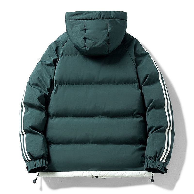 Herren nan gesteppte Kapuzen-Winterjacke mit Thermofutter, seitlichen Kontraststreifen und winddichter Außenhülle Drune