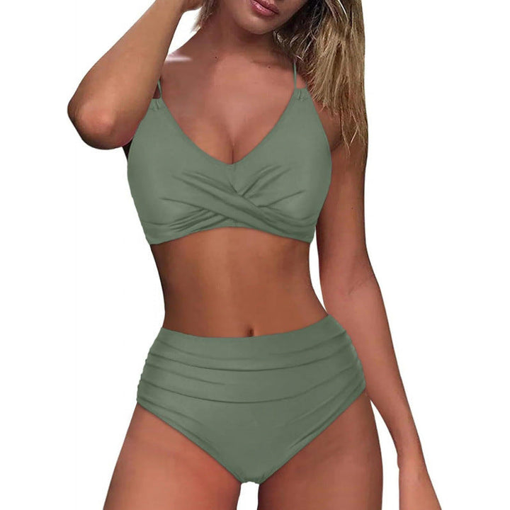 Damen High-Waist Bikini mit elegantem Wickeldesign und verstellbaren Trägern Drune