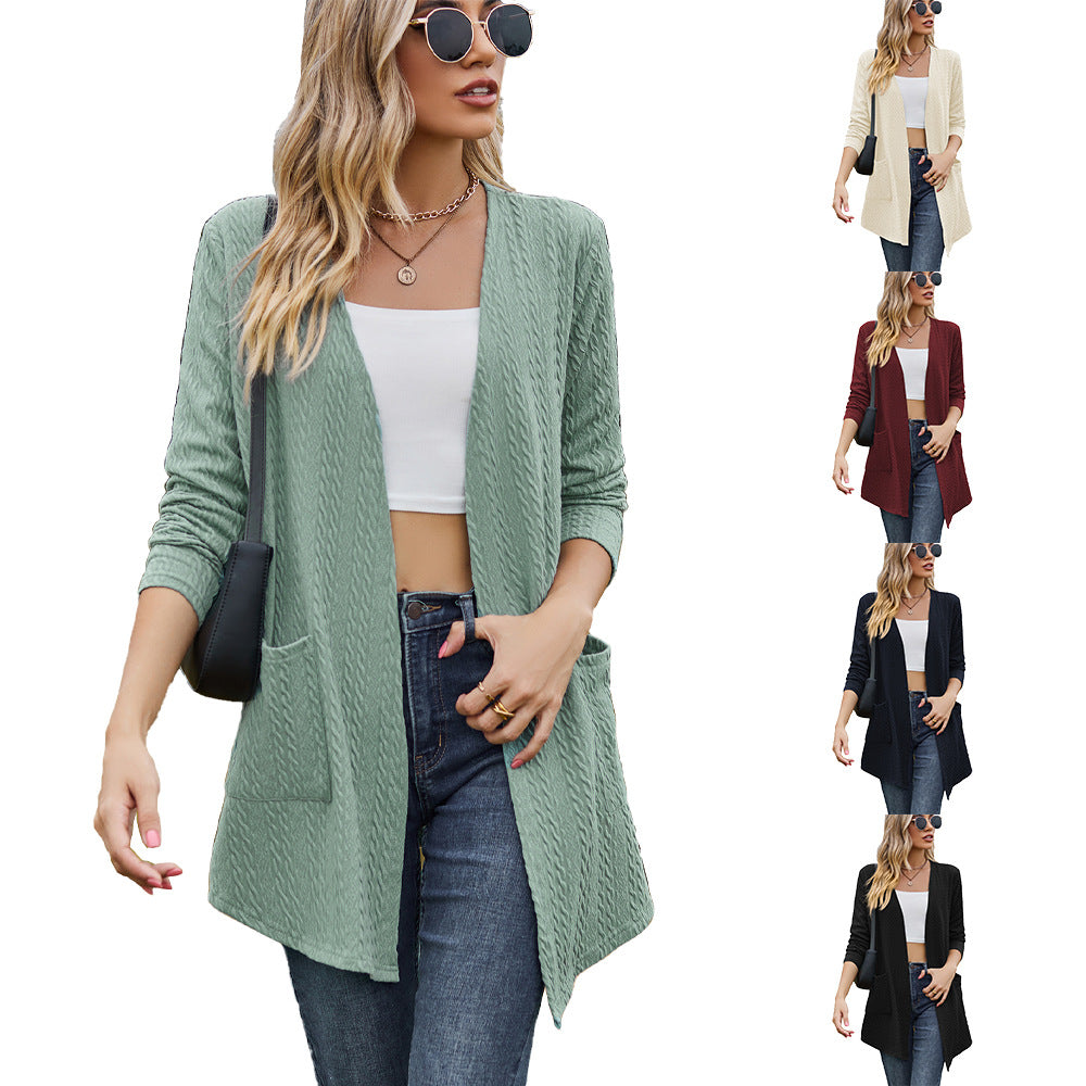 Damen Strickjacke mit offener Front und eingearbeiteten Taschen Drune