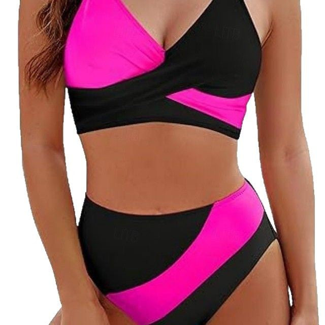 Damen Hoch geschnittener Bikini mit Wickeldesign Drune