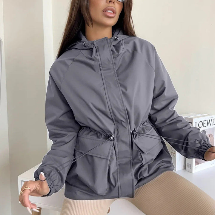 Damen lässige wasserdichte Jacke mit verstellbarem Bund Drune