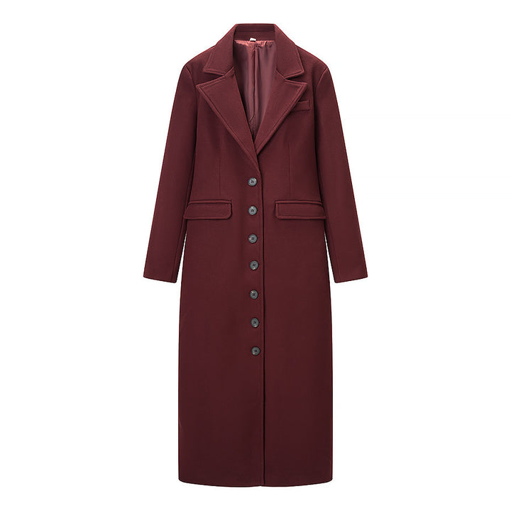 Damen Longline-Mantel mit taillierter Silhouette, strukturiertem Revers und Gehschlitz Drune